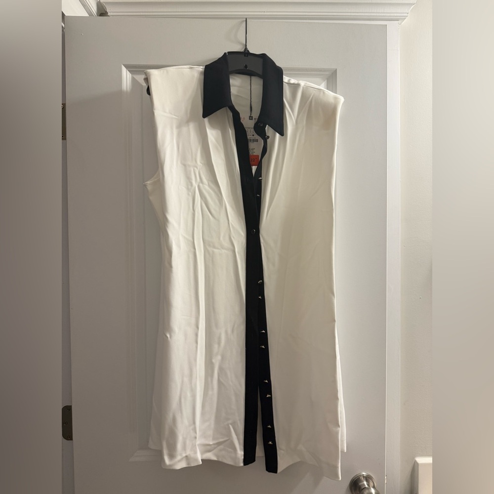 Zara White and Black Mini Dress